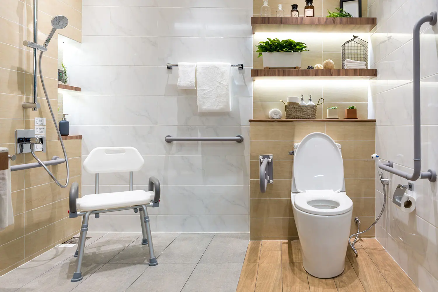 Intérieur de salle de bain pour personnes handicapées ou âgées